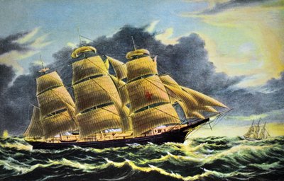 Barco Clipper Dreadnought frente a Tuskar Light de N. and Ives, J.M. Currier